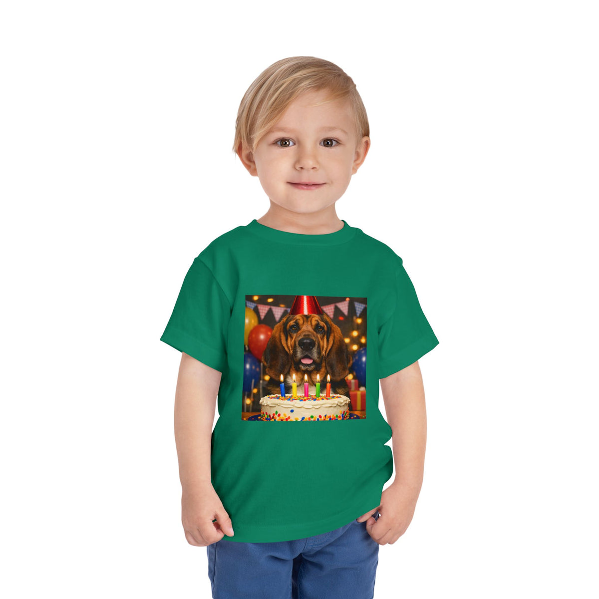 Birthday Buddy Bloodhound Toddler Unisex Short Sleeve Crewneck Tee