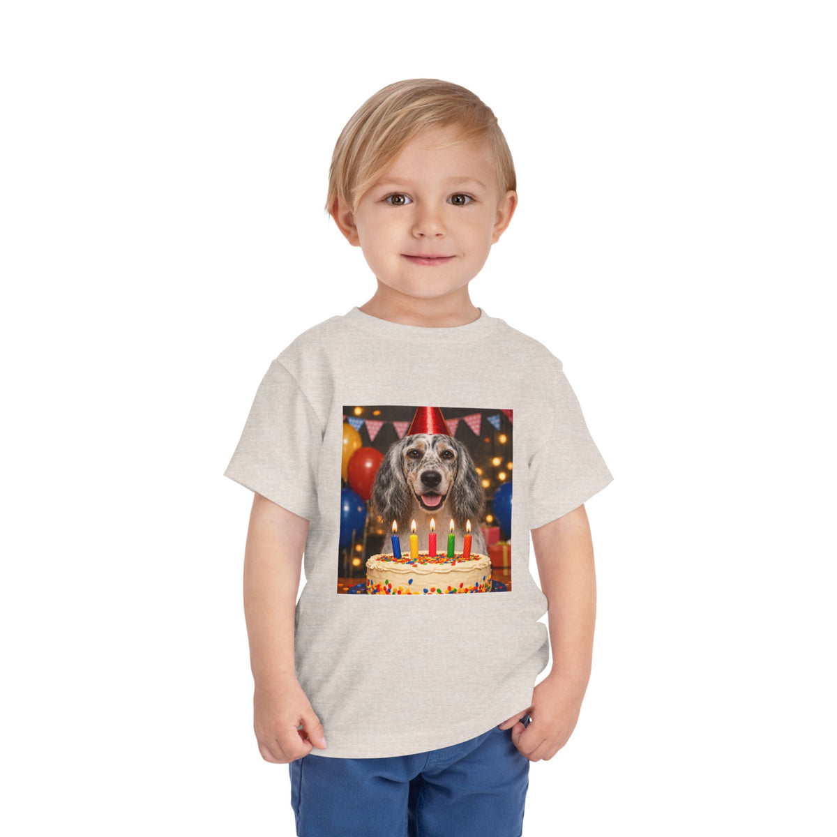 Birthday Buddy English Setter Toddler Unisex Short Sleeve Crewneck Tee