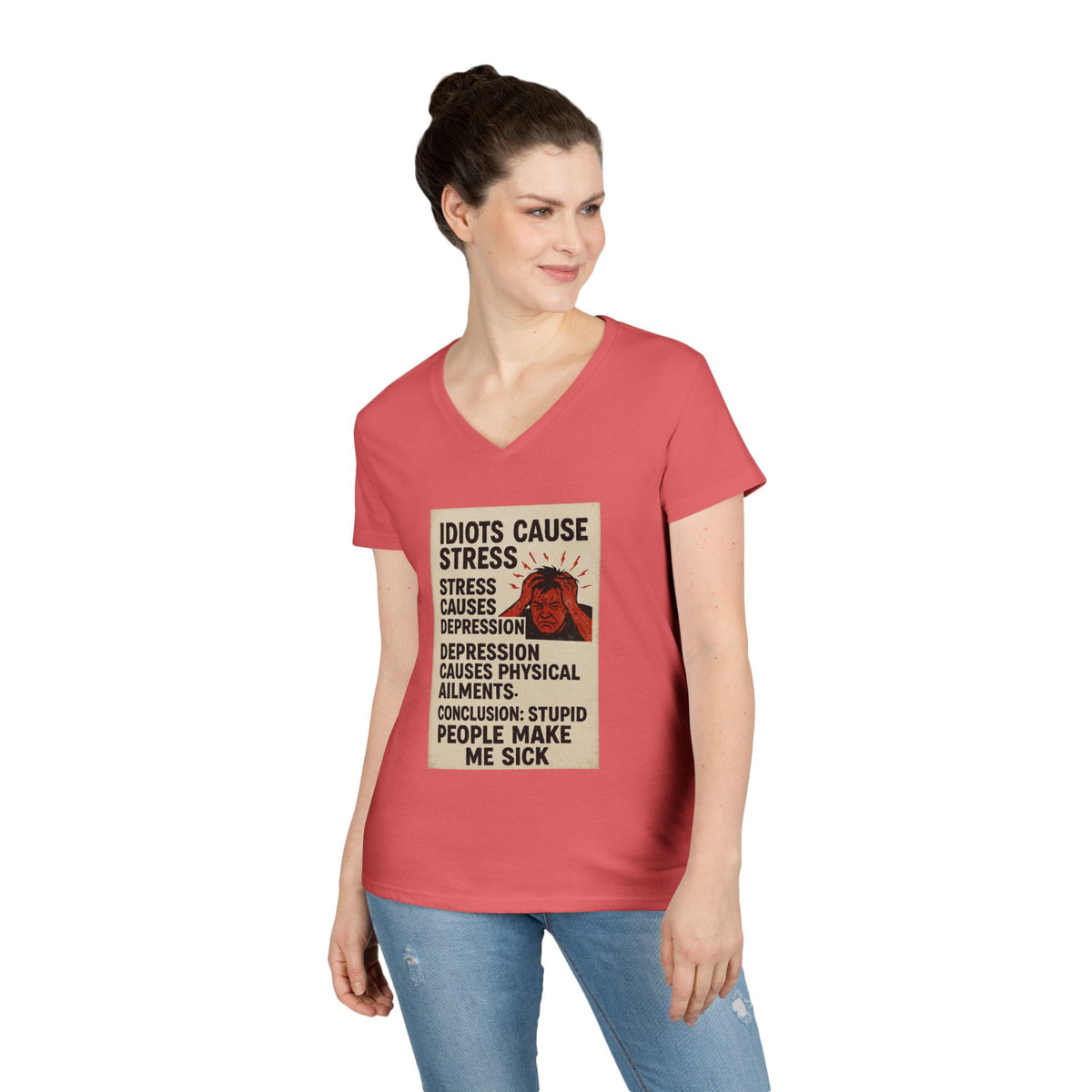 Stupid People Women's V-Neck Tee