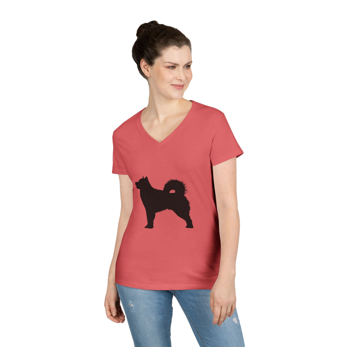 Malamute Silhouette Women's V-Neck Tee
