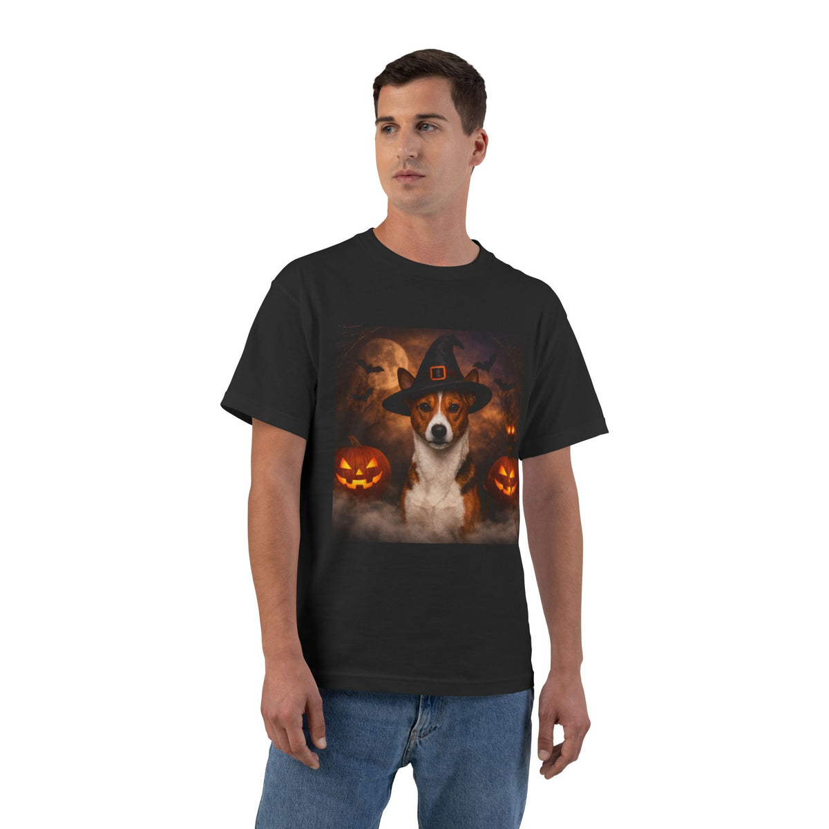 Witch Hat Pack Basenji Men's Short-Sleeve Crewneck Tee