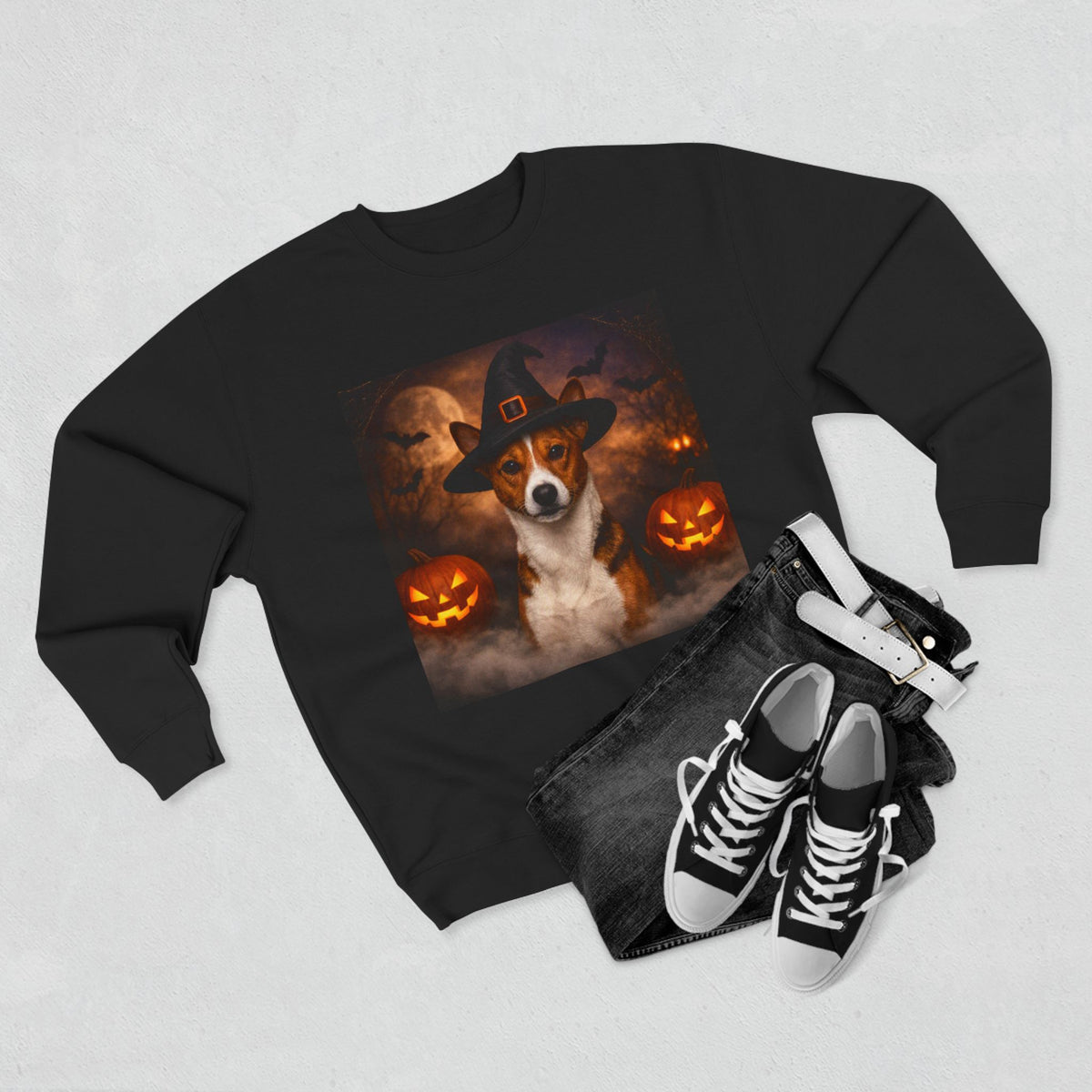Witch Hat Pack Basenji Unisex Crewneck Sweatshirt