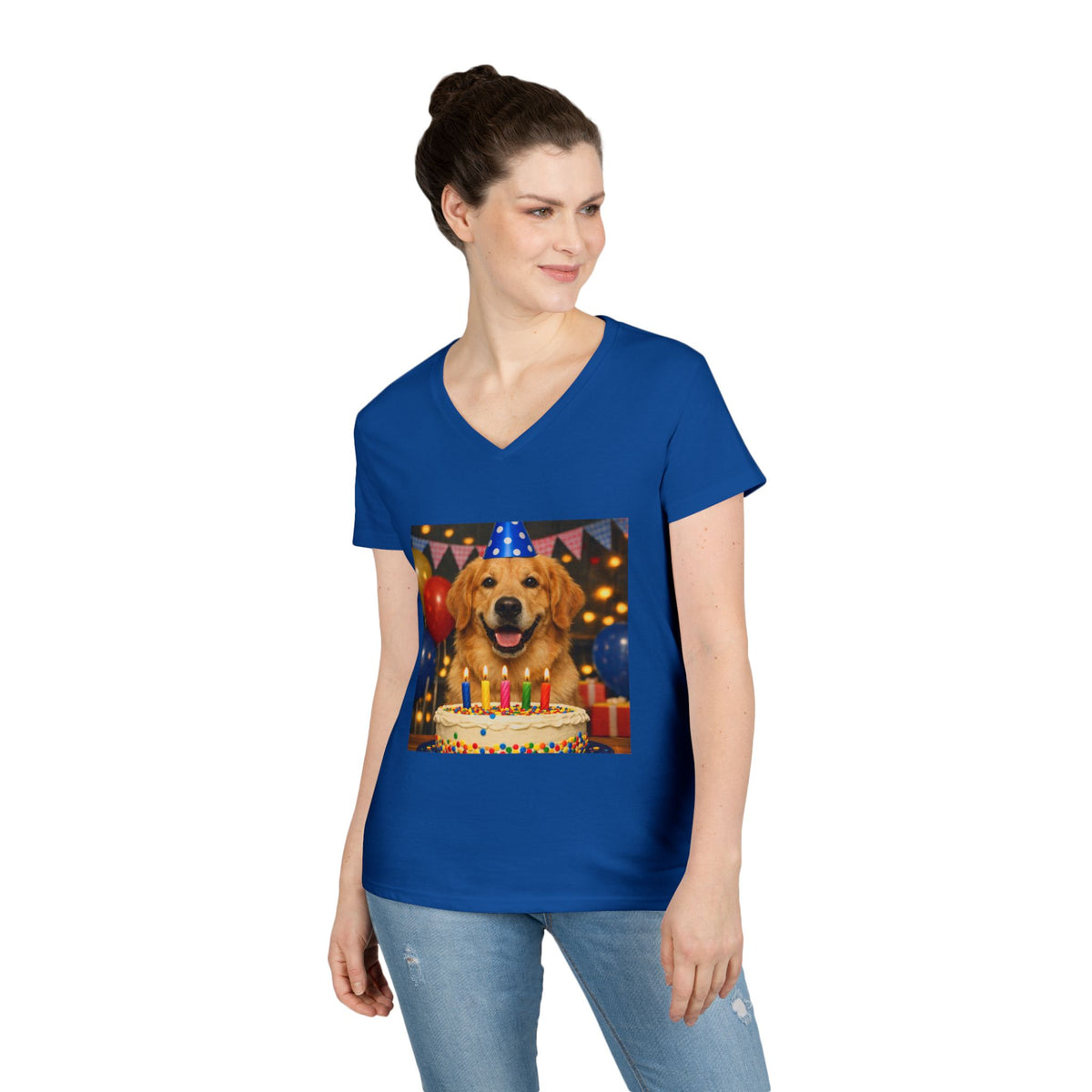Birthday Buddy Golden Women's V-Neck Tee