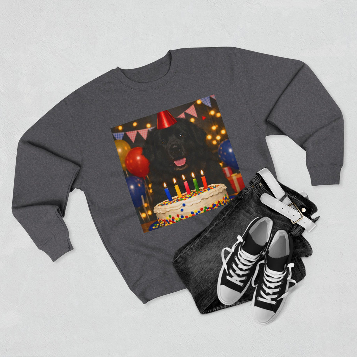 Birthday Buddy Newfie Unisex Crewneck Sweatshirt