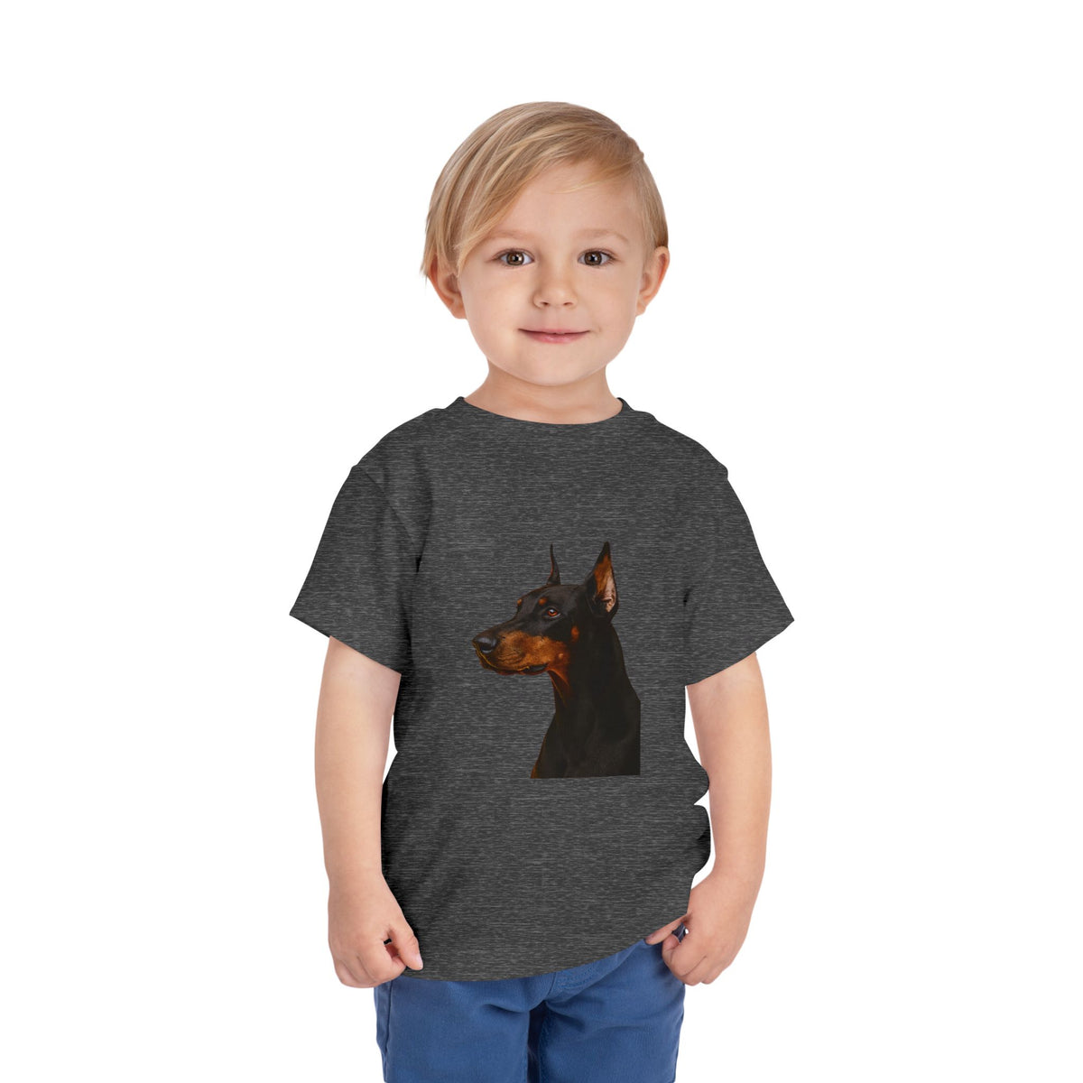 Doberman Head Toddler Unisex Short Sleeve Crewneck Tee