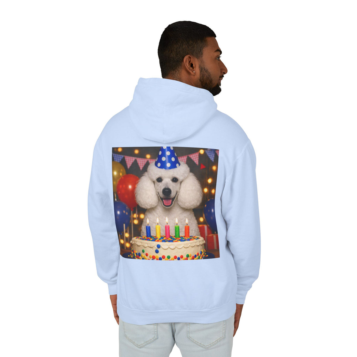 Birthday Buddy Poodle Unisex Lightweight Hoodie