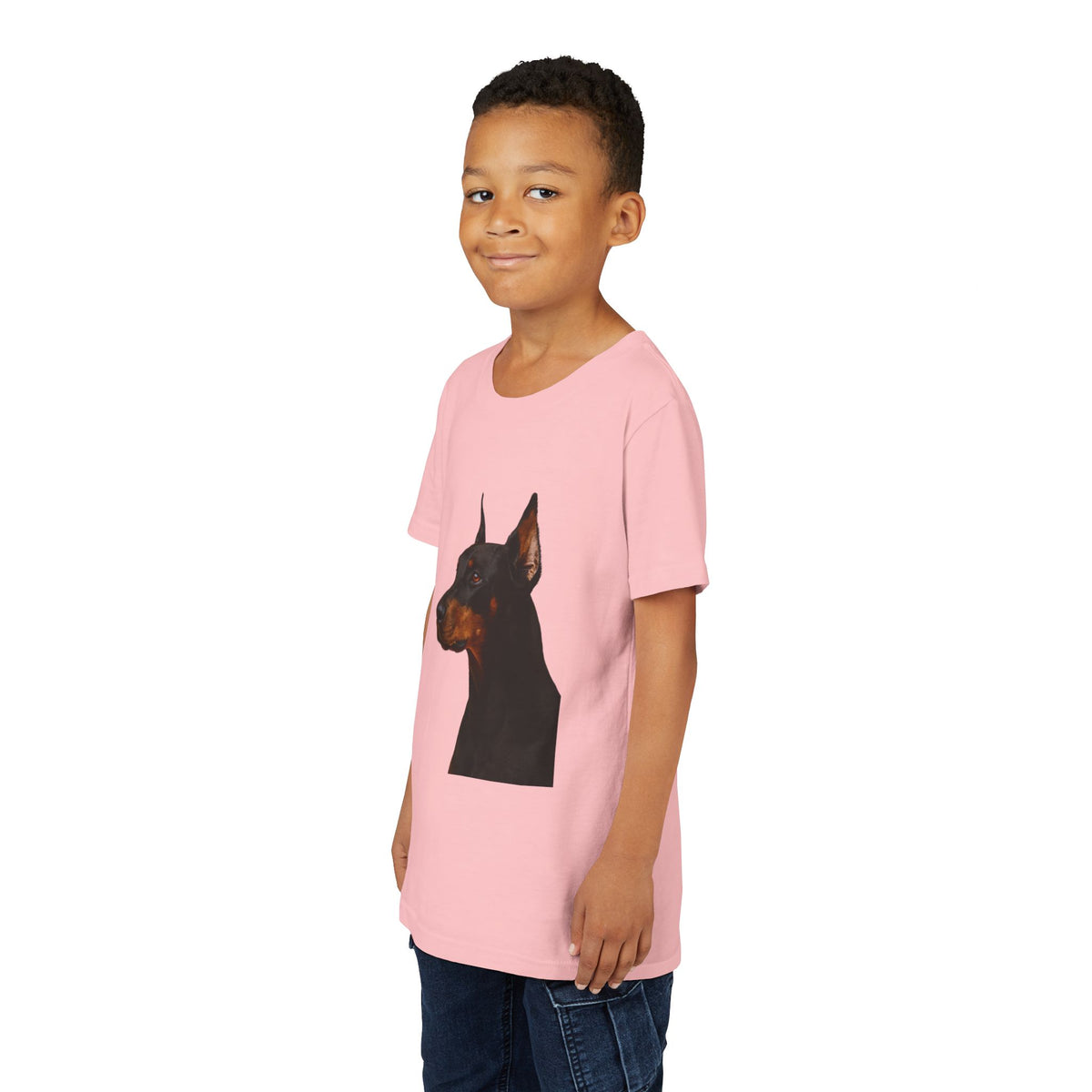 Doberman Head Youth Unisex Short Sleeve Crewneck Tee