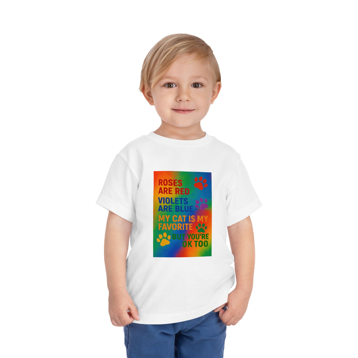 Roses Are Red Cat Toddler Unisex Short Sleeve Crewneck Tee