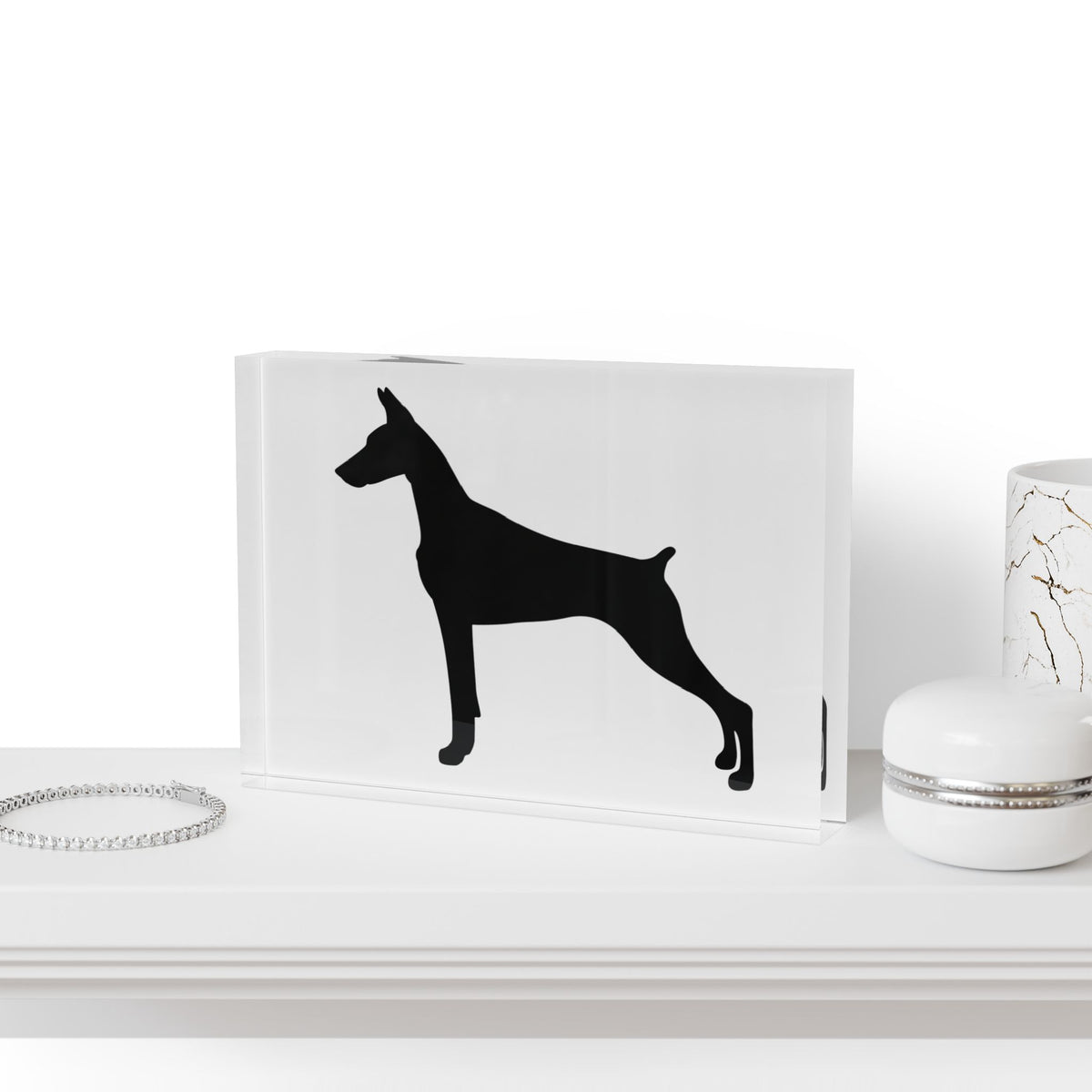 Doberman Silhouette Acrylic Photo Block