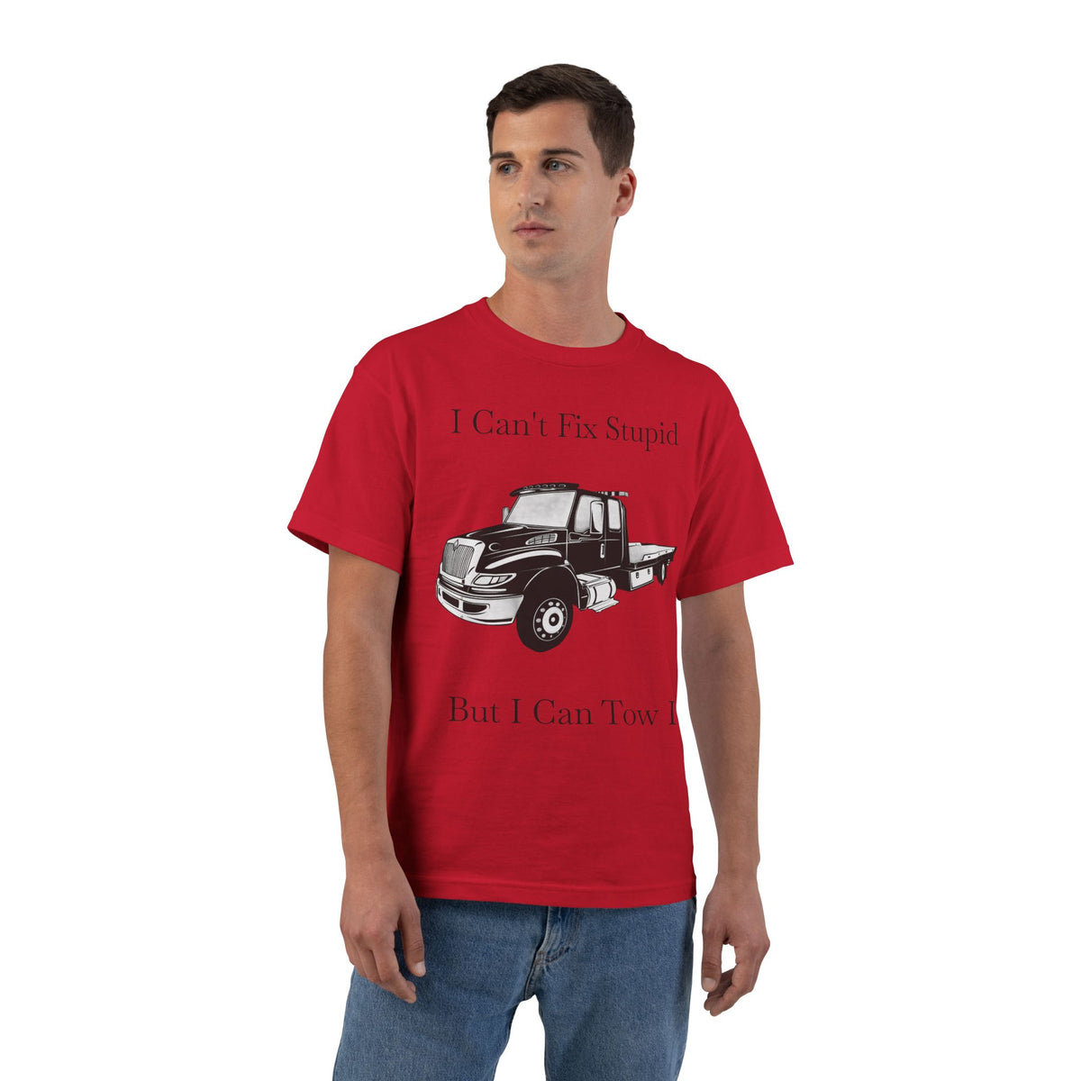 I Can't Fix Stupid Flatbed Men's Short-Sleeve Crewneck Tee