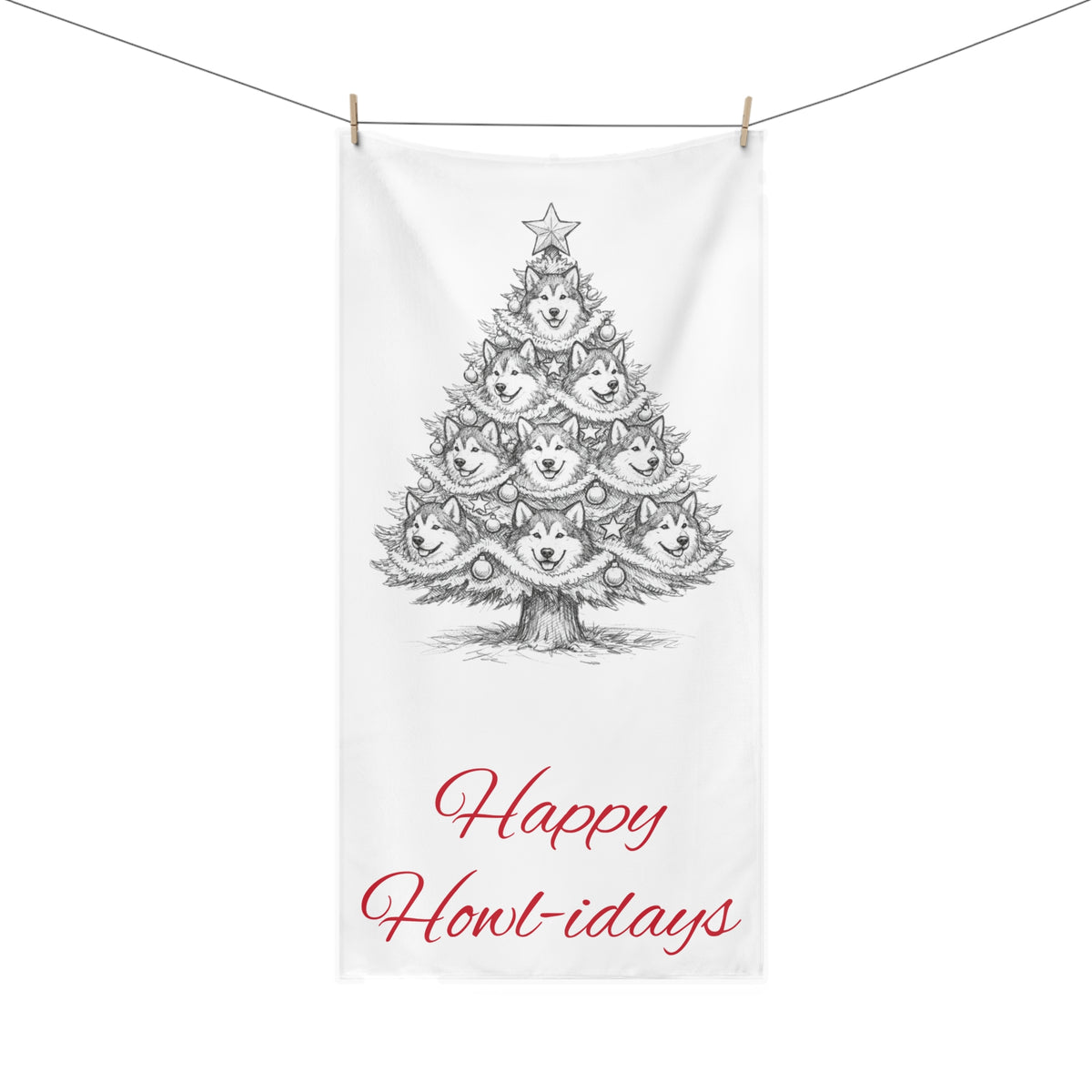 Happy Howl-idays Mink-Cotton Beach Towel