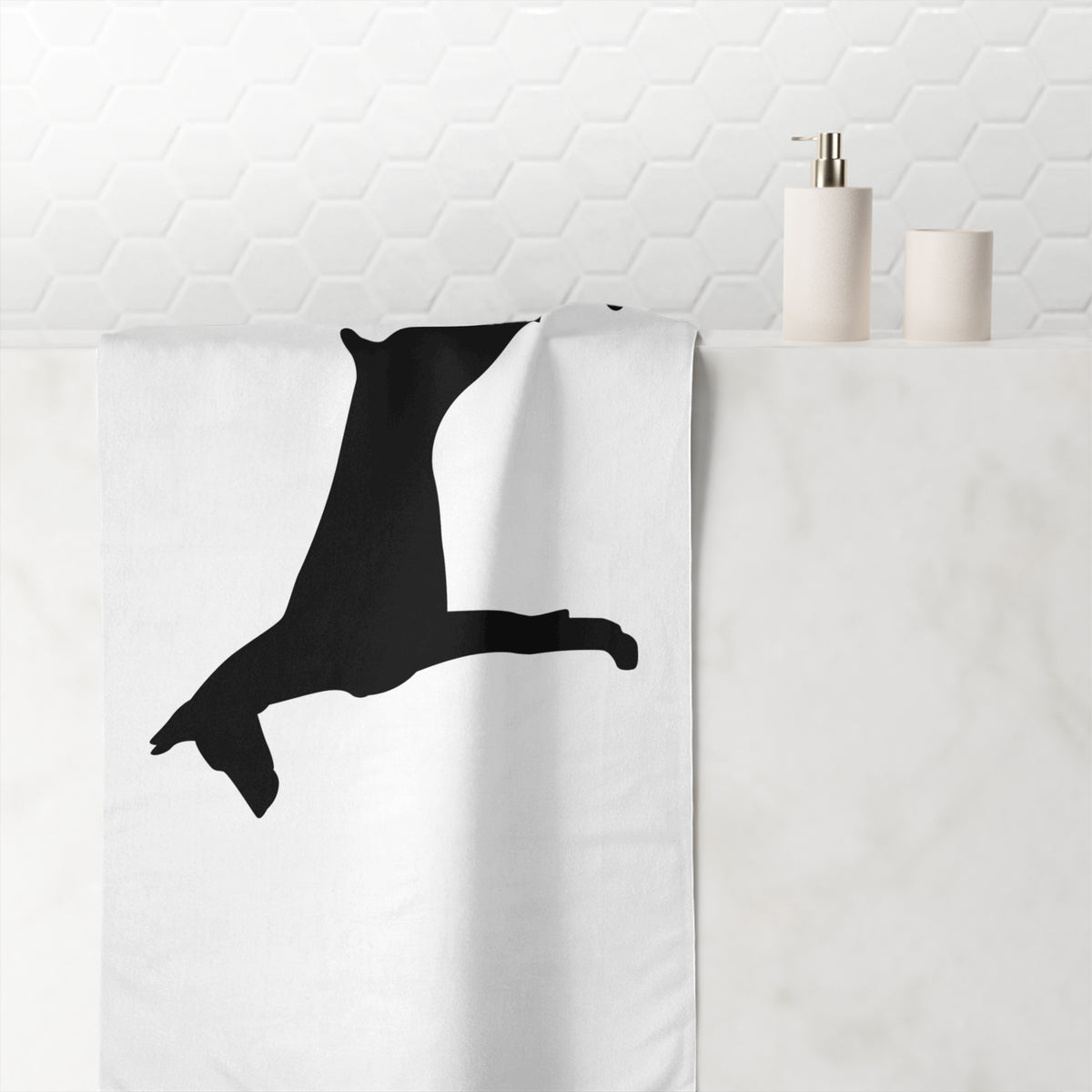 Doberman Silhouette Mink-Cotton Beach Towel