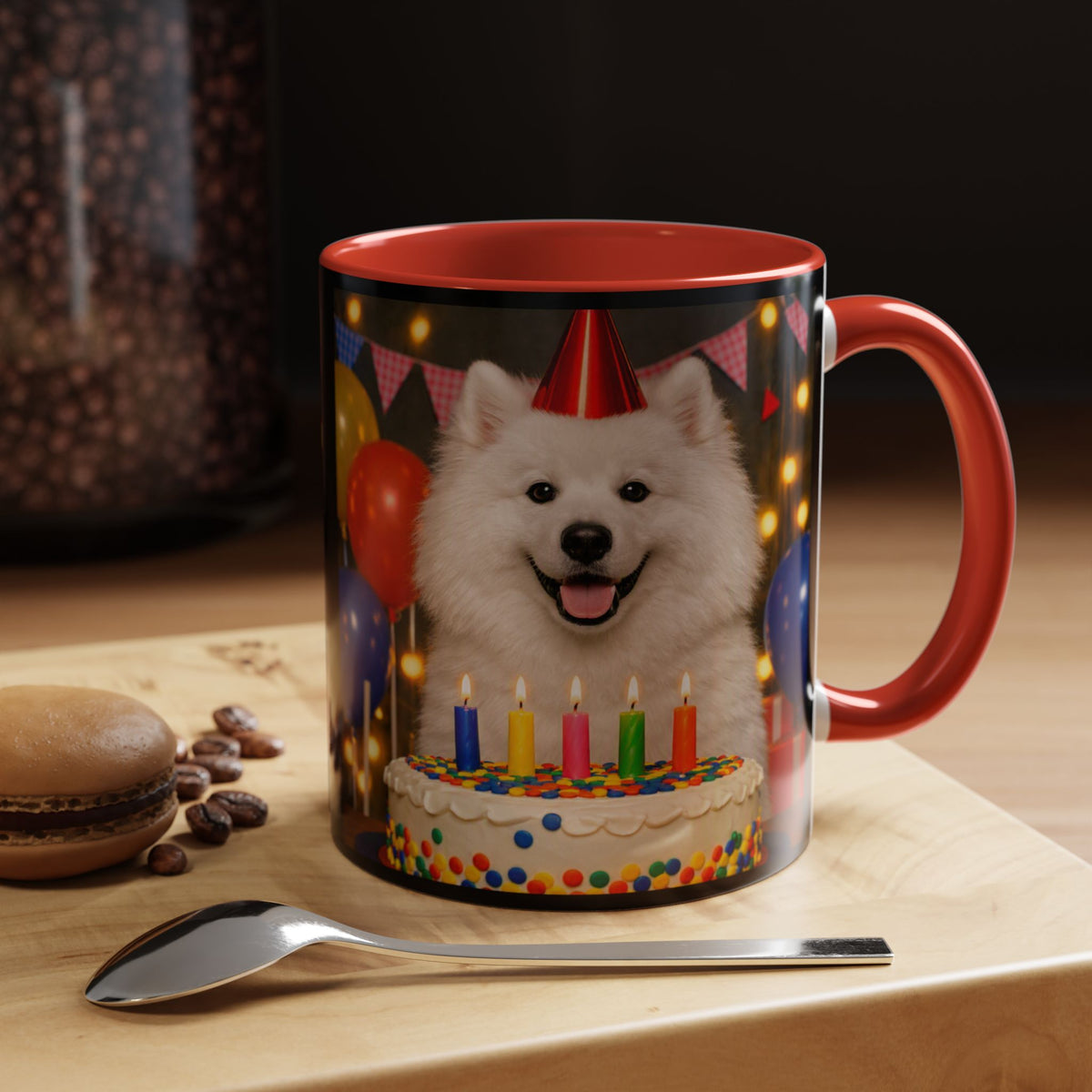 Birthday Buddy Samoyed 2-Tone Coffee Mug
