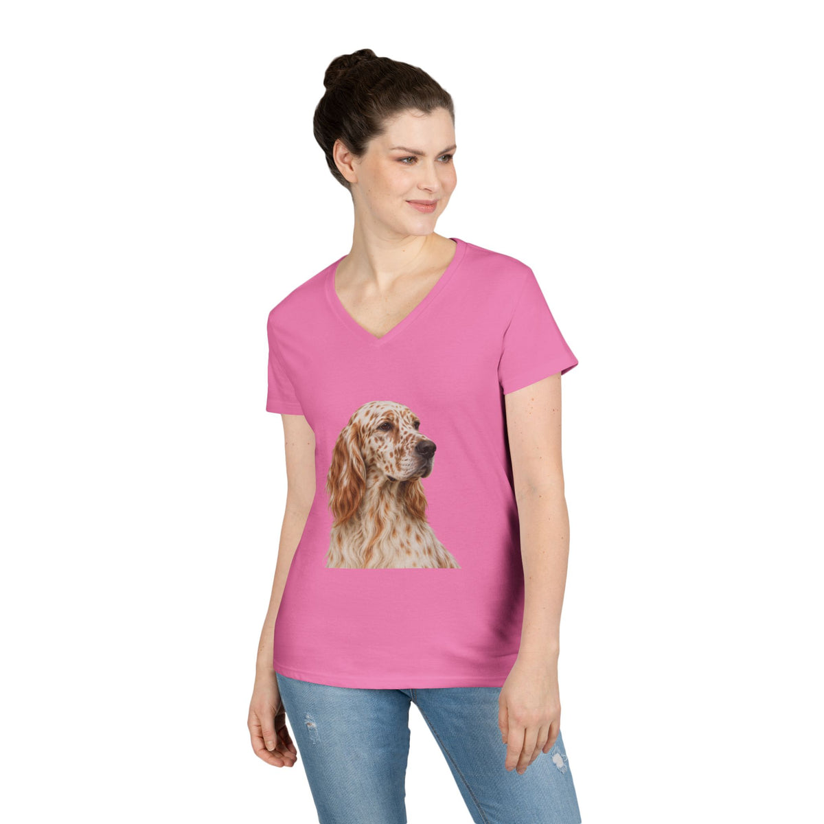English Setter Head Women's V-Neck Tee