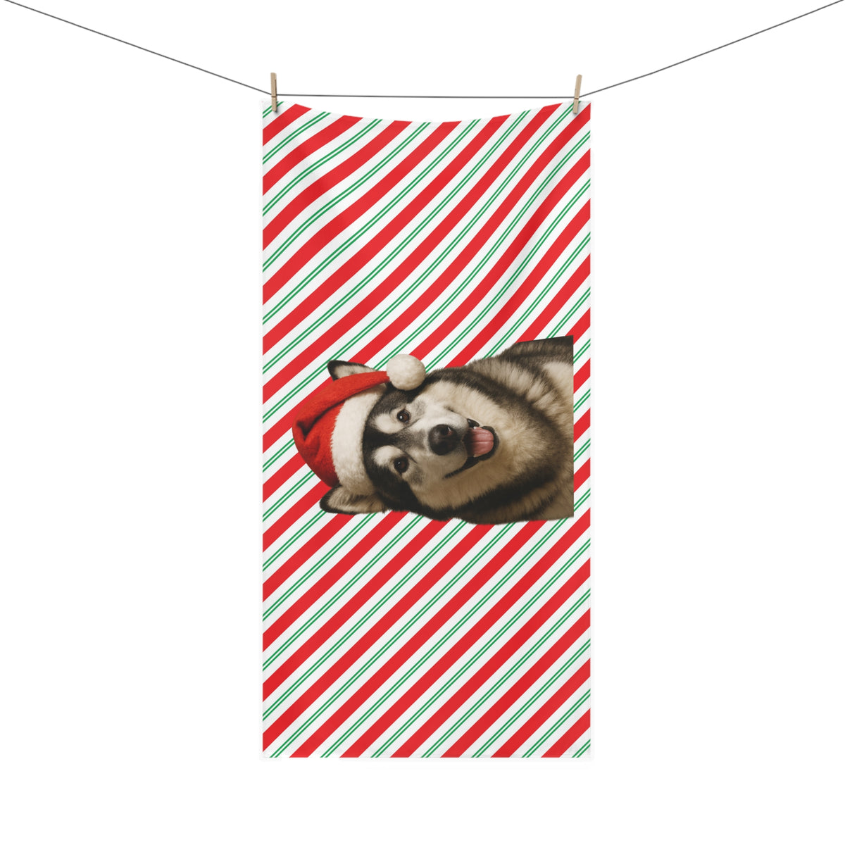 Santa Paws Malamute Mink-Cotton Beach Towel