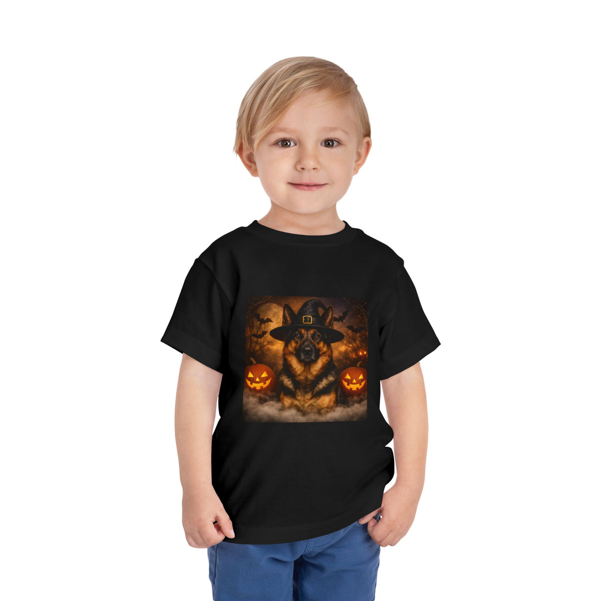 Witch Hat Pack German Shepherd Toddler Unisex Short Sleeve Crewneck Tee