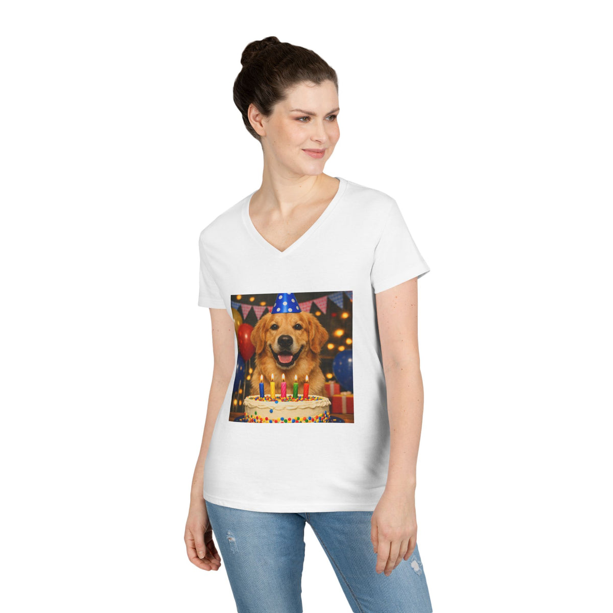 Birthday Buddy Golden Women's V-Neck Tee