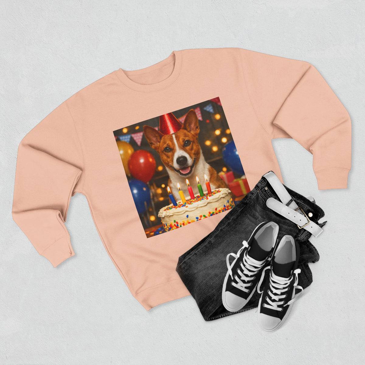 Birthday Buddy Basenji Unisex Crewneck Sweatshirt