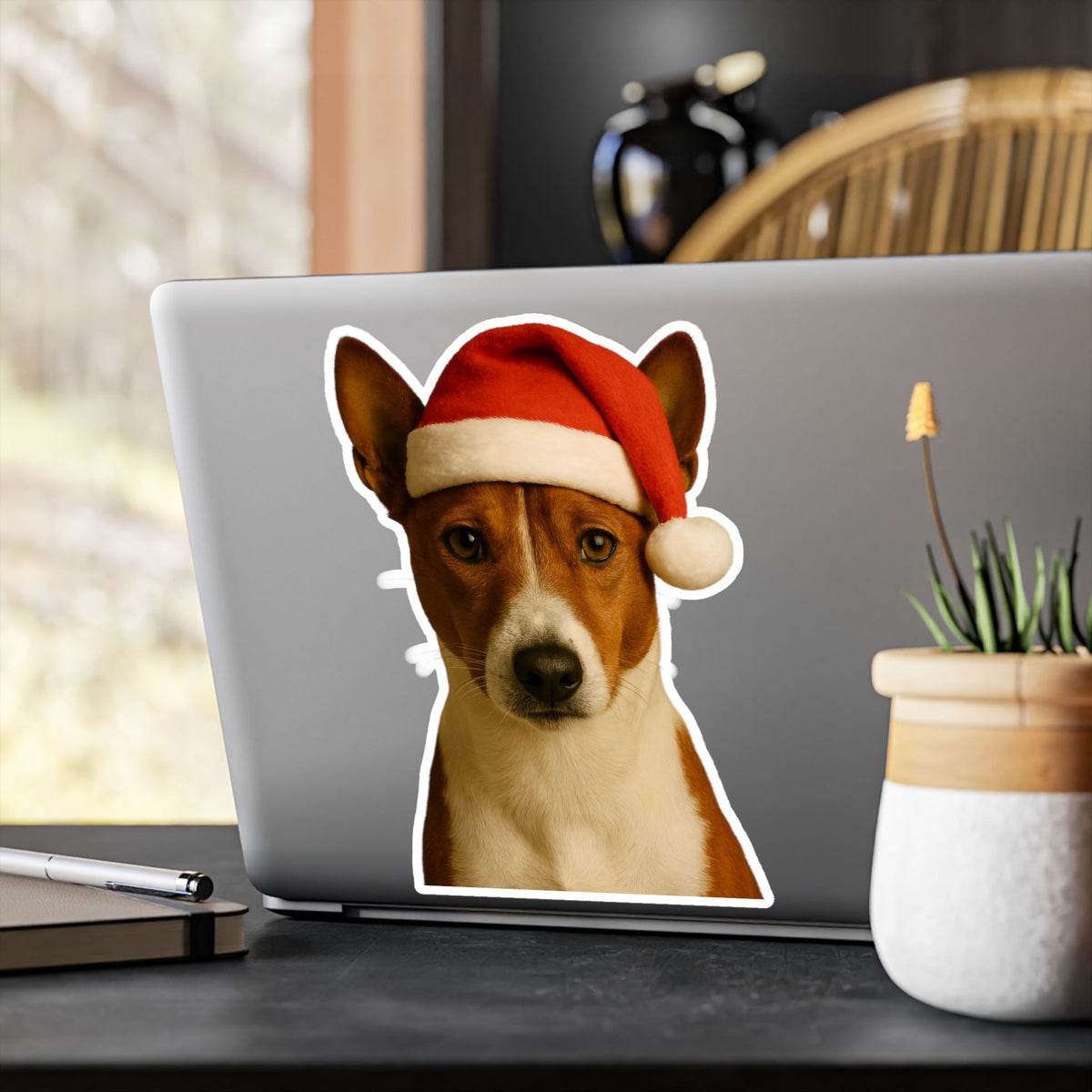 Santa Paws Basenji Vinyl Decal