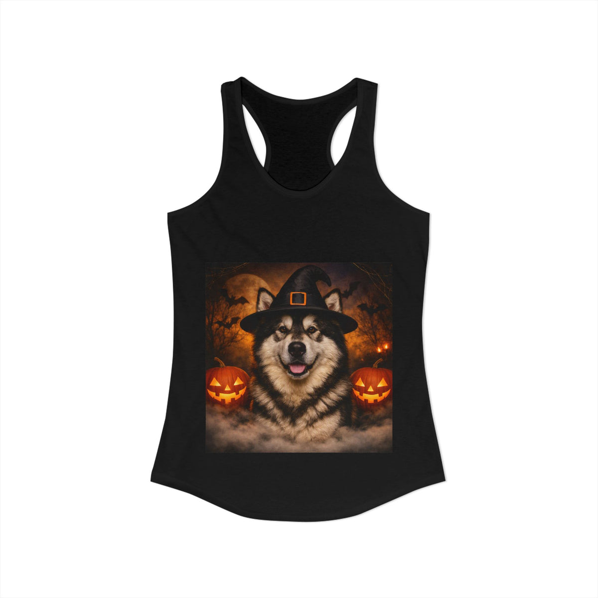 Witch Hat Pack Malamute Women's Racerback Tank