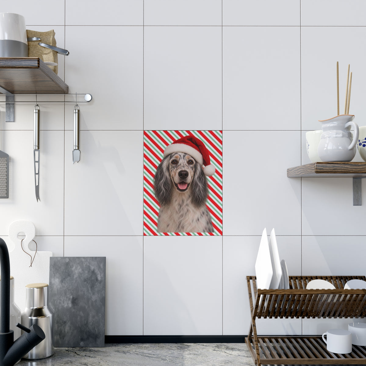 Santa Paws English Setter Ceramic Photo Tile