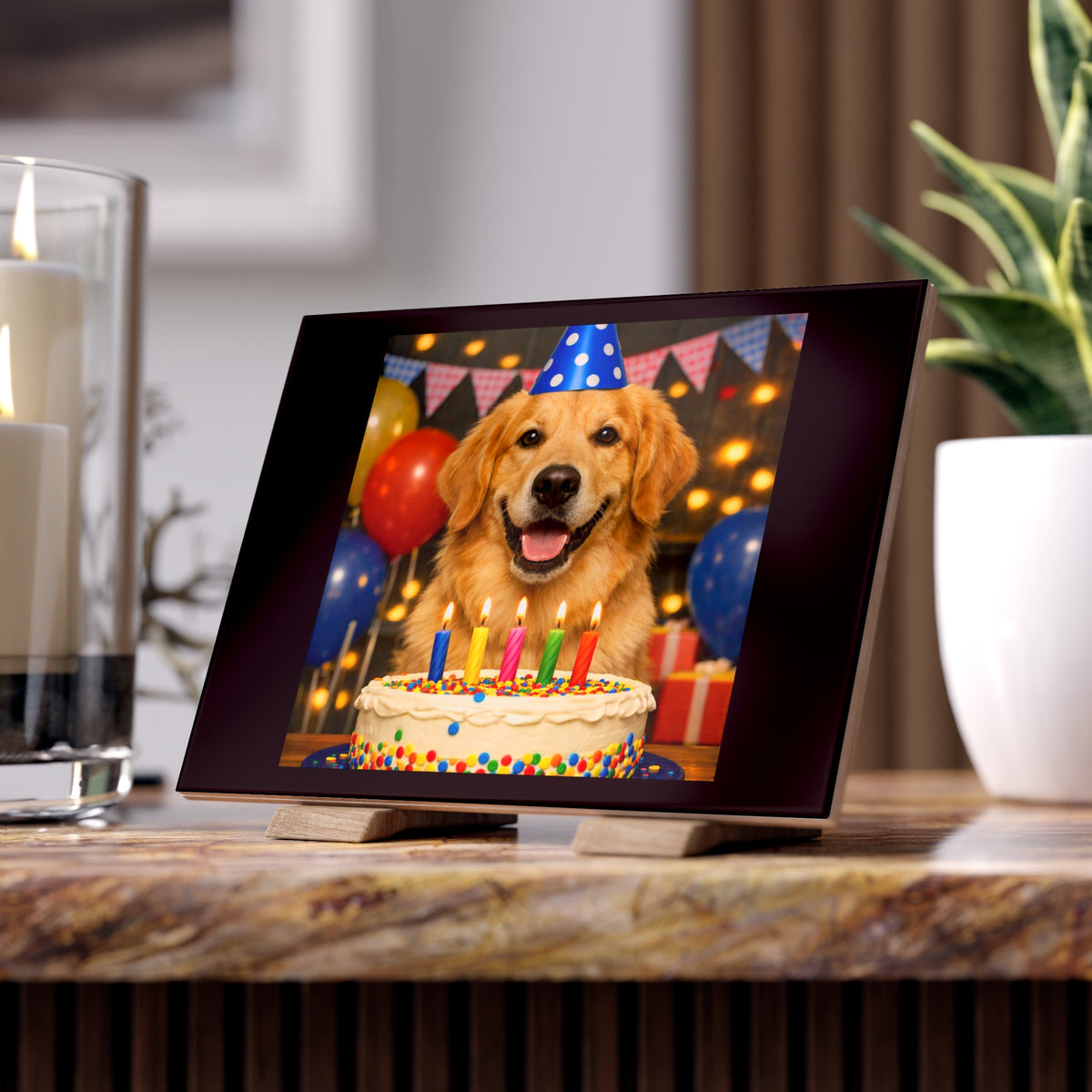 Birthday Buddy Golden Ceramic Photo Tile