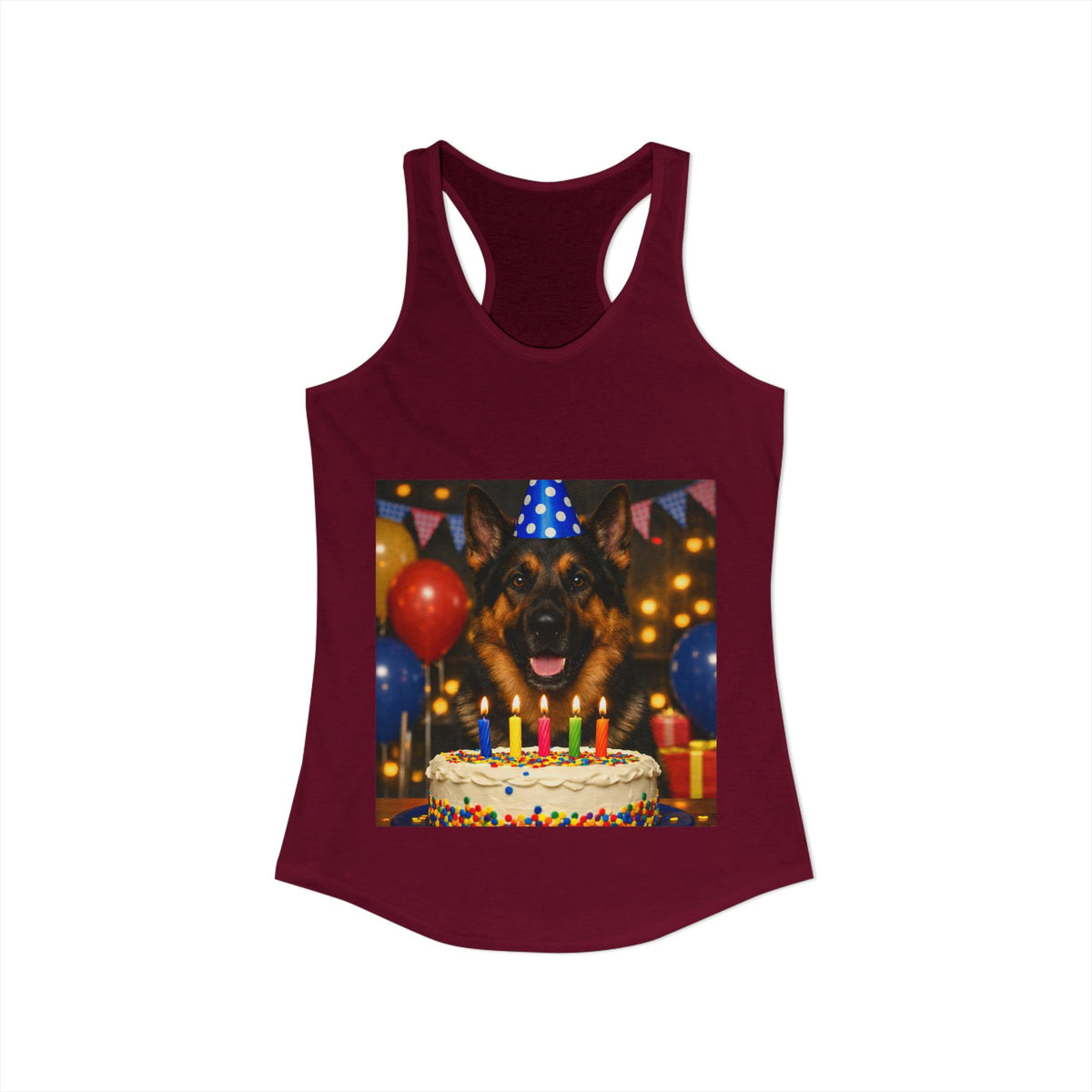 Birthday Buddy German Shepherd Women's Racerback Tank