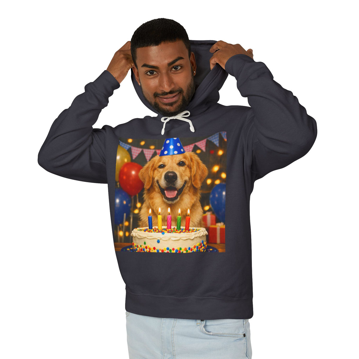 Birthday Buddy Golden Unisex Lightweight Hoodie