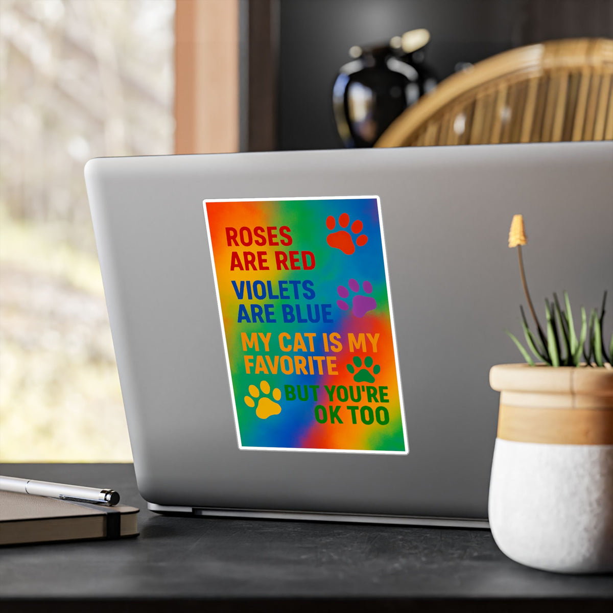 Roses Are Red Cat Vinyl Decal