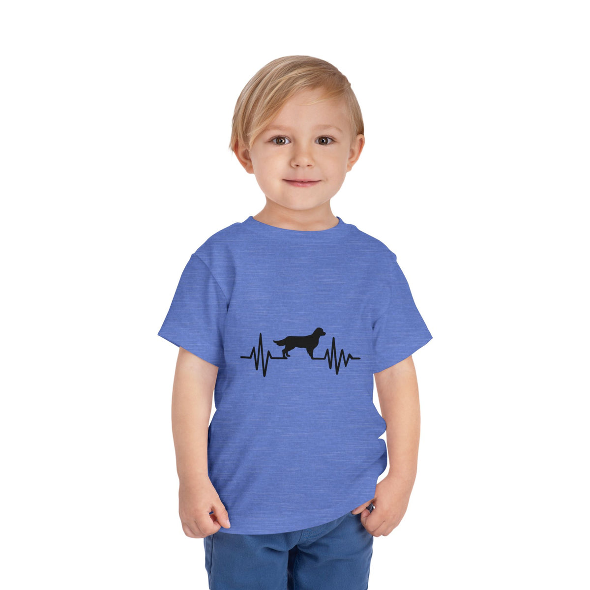 My Heart Beats For Goldens Toddler Unisex Short Sleeve Crewneck Tee