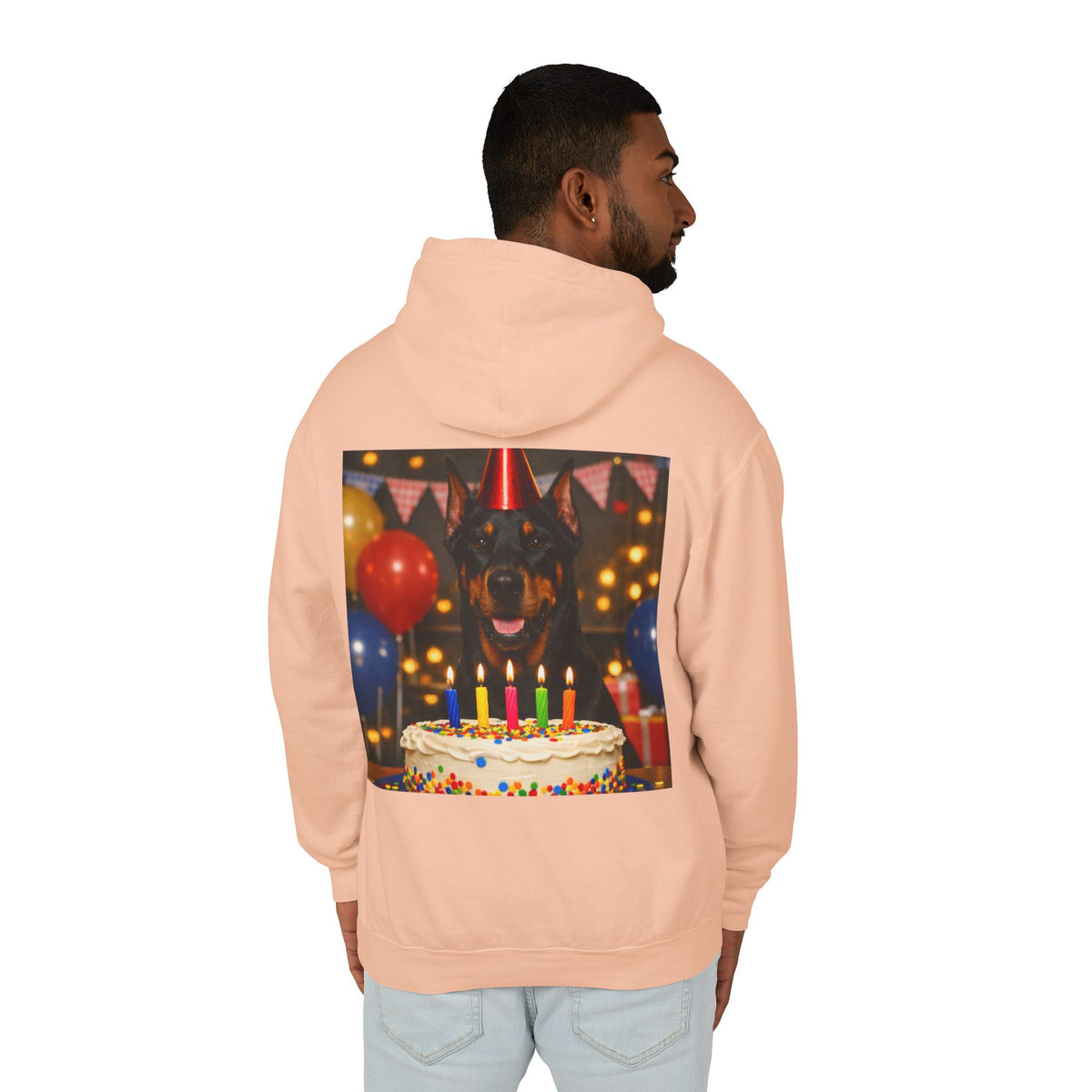 Birthday Buddy Doberman Unisex Lightweight Hoodie