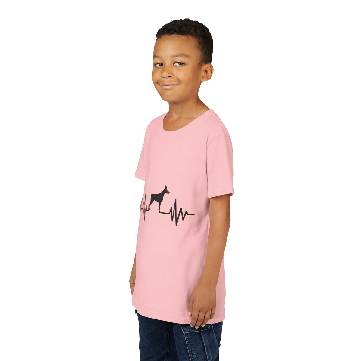 My Heart Beats For Dobermans Youth Unisex Short Sleeve Crewneck Tee