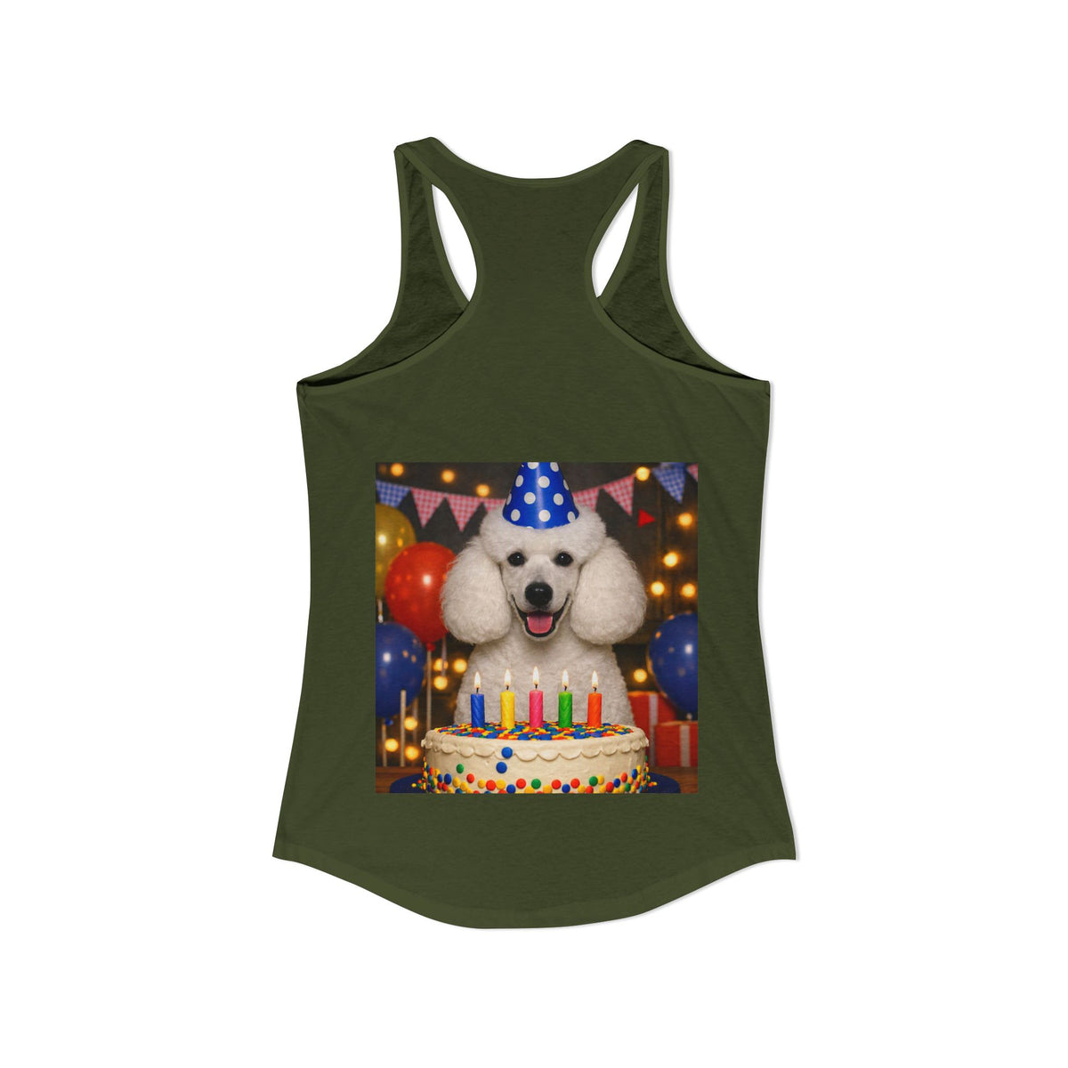 Birthday Buddy Poodle Women's Racerback Tank