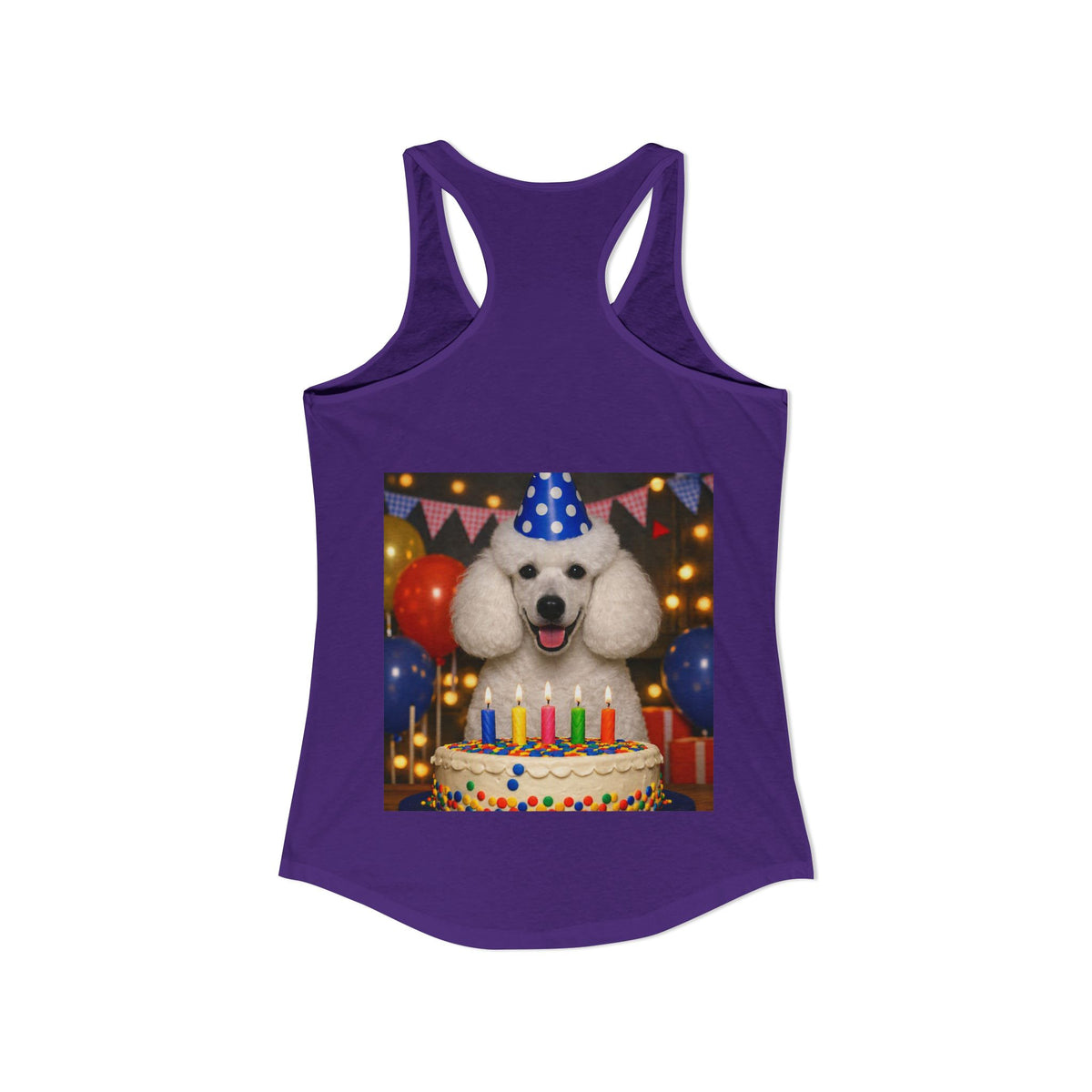 Birthday Buddy Poodle Women's Racerback Tank