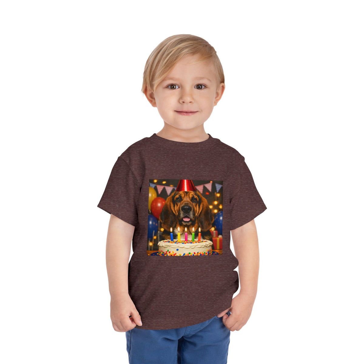 Birthday Buddy Bloodhound Toddler Unisex Short Sleeve Crewneck Tee
