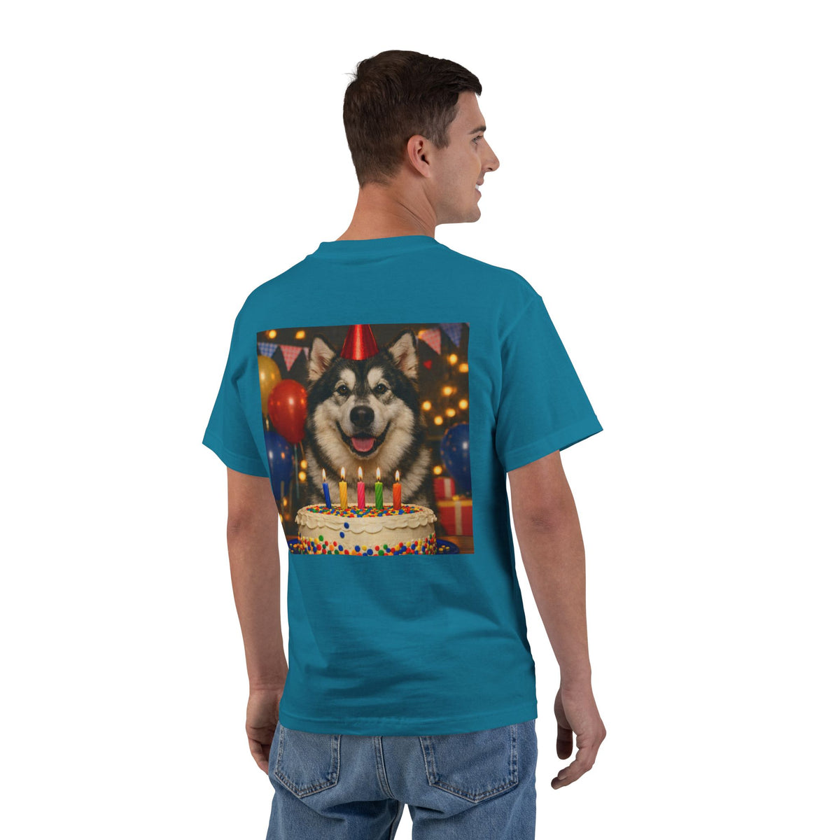 Birthday Buddy Malamute Men's Short-Sleeve Crewneck Tee