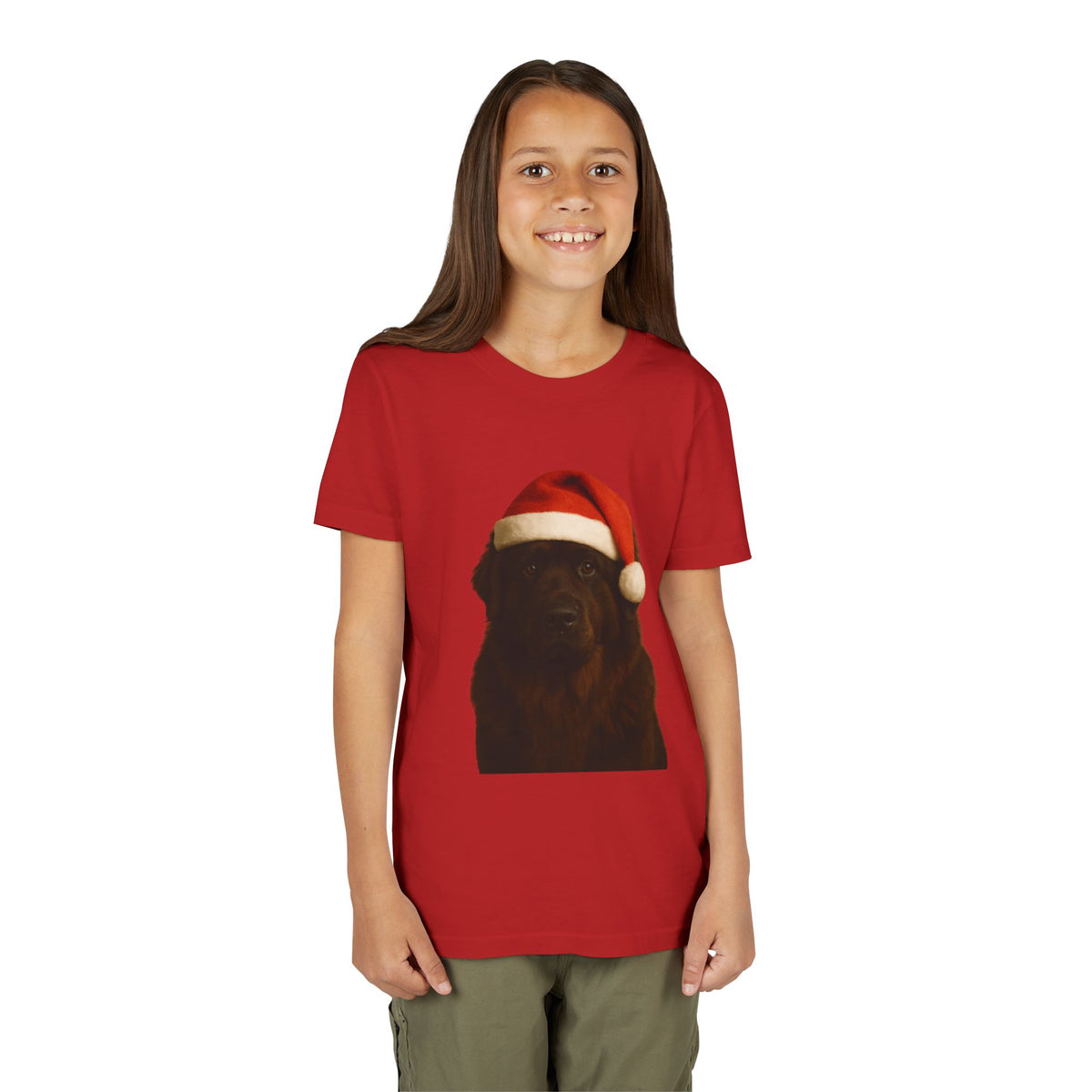 Santa Paws Newfie Youth Unisex Short Sleeve Crewneck Tee