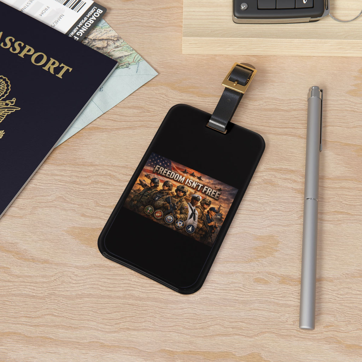 Freedom Isn't Free Leather Strap Luggage Tag