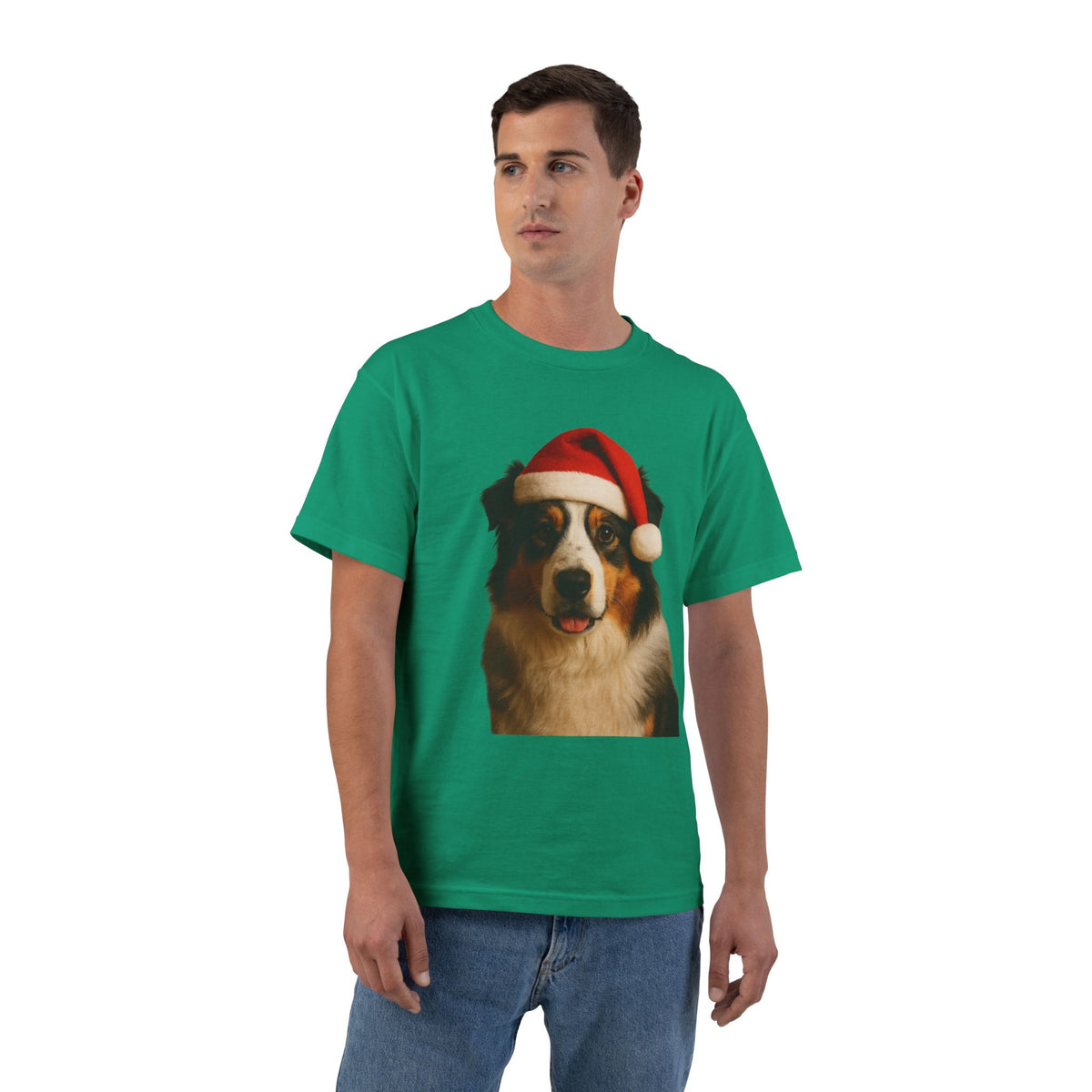 Santa Paws Aussie Men's Short-Sleeve Crewneck Tee