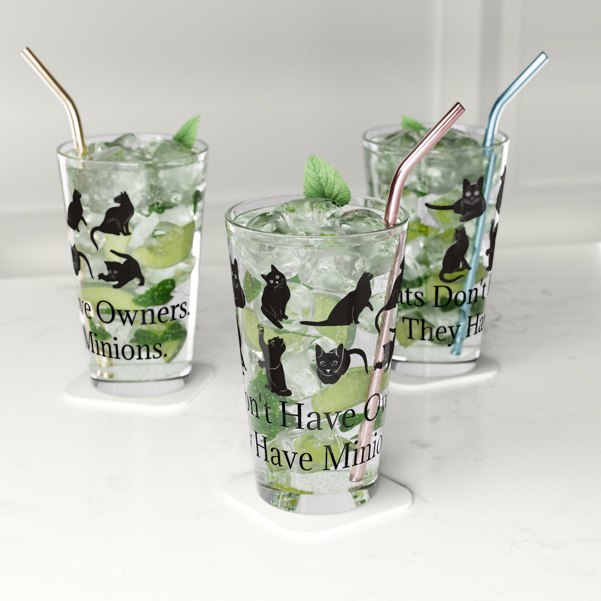 Cat Minions Drinking Glass