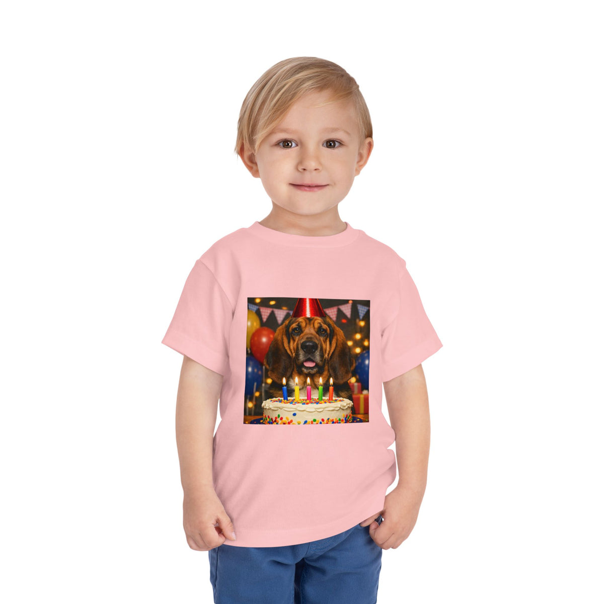 Birthday Buddy Bloodhound Toddler Unisex Short Sleeve Crewneck Tee