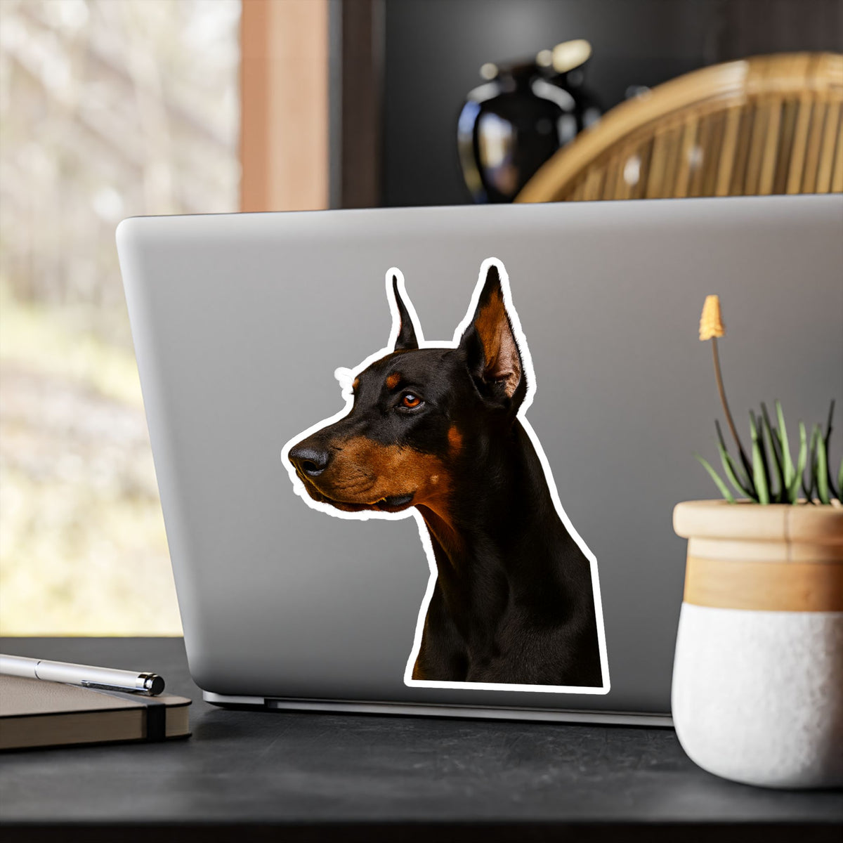Doberman Head Vinyl Decal