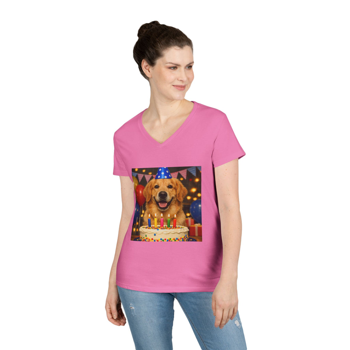 Birthday Buddy Golden Women's V-Neck Tee
