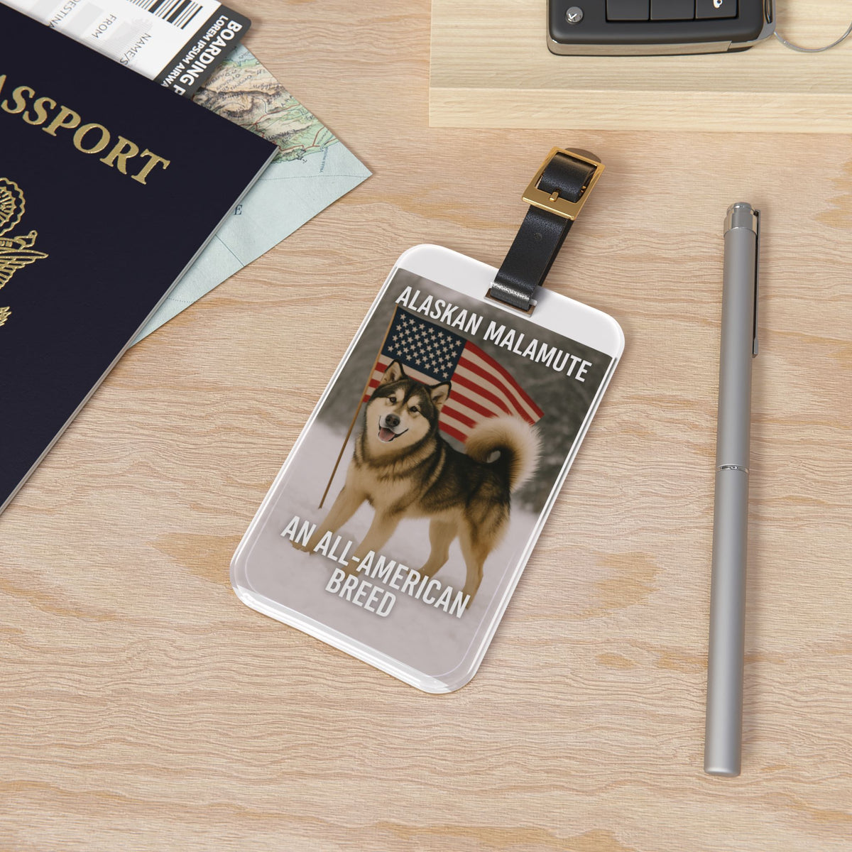 All-American Breed Leather Strap Luggage Tag