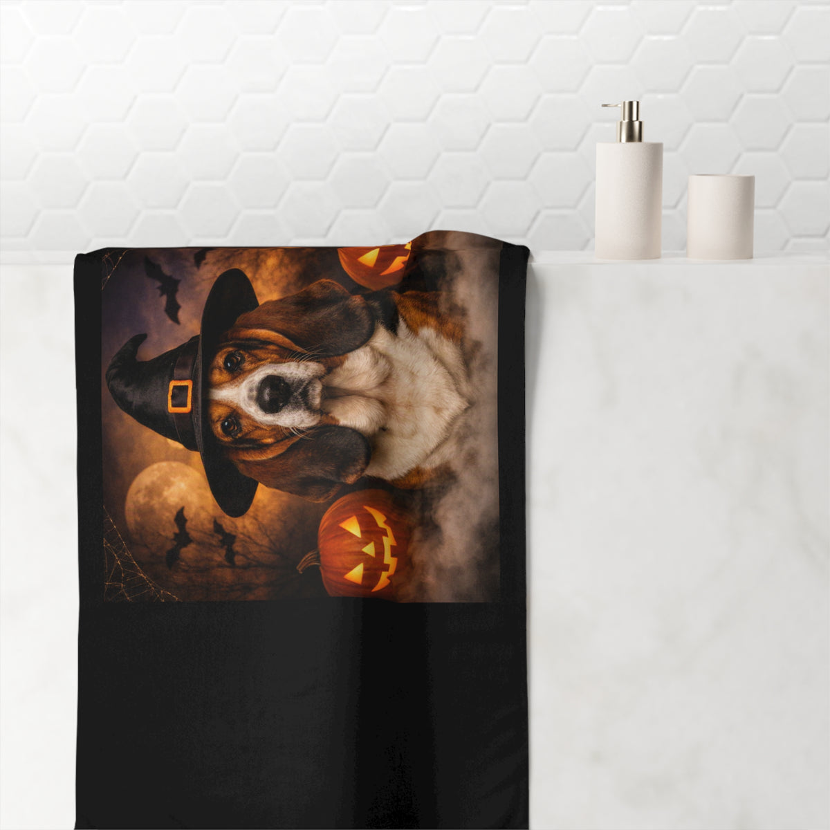 Witch Hat Pack Basset Mink-Cotton Beach Towel