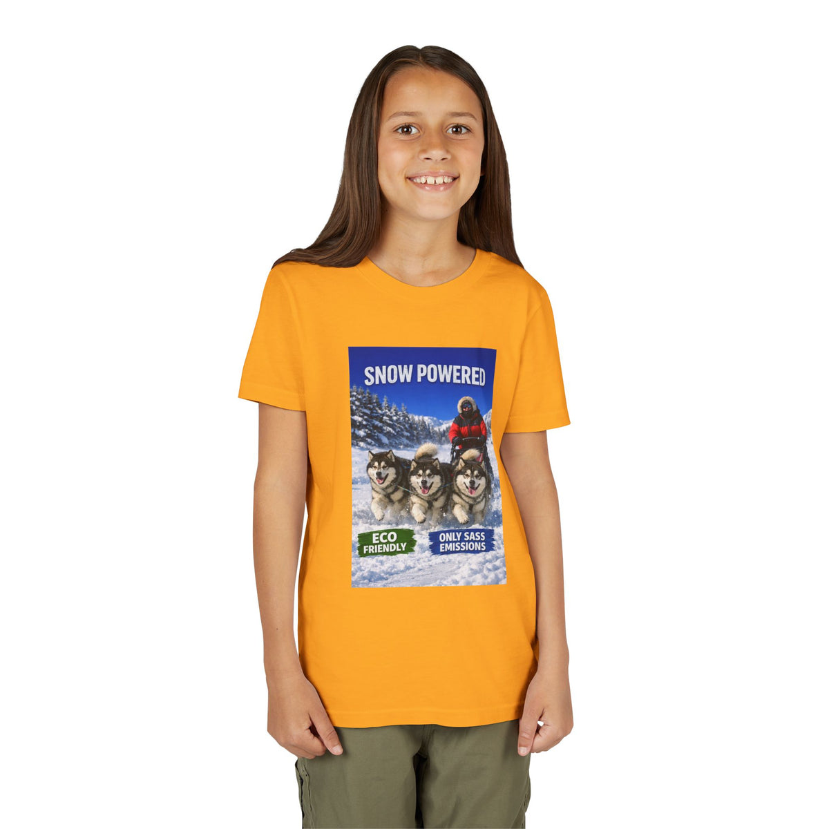 Snow Powered Youth Unisex Short Sleeve Crewneck Tee