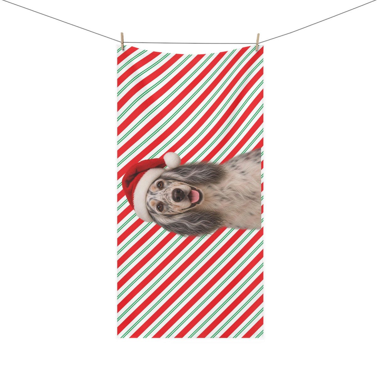 Santa Paws English Setter Mink-Cotton Beach Towel