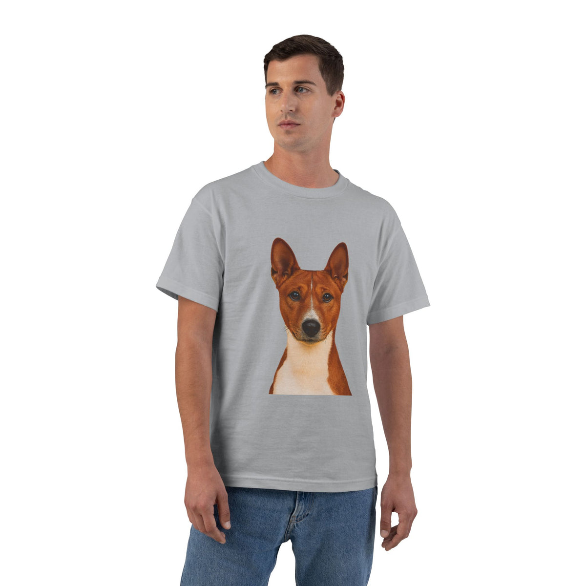 Basenji Head Men's Short-Sleeve Crewneck Tee