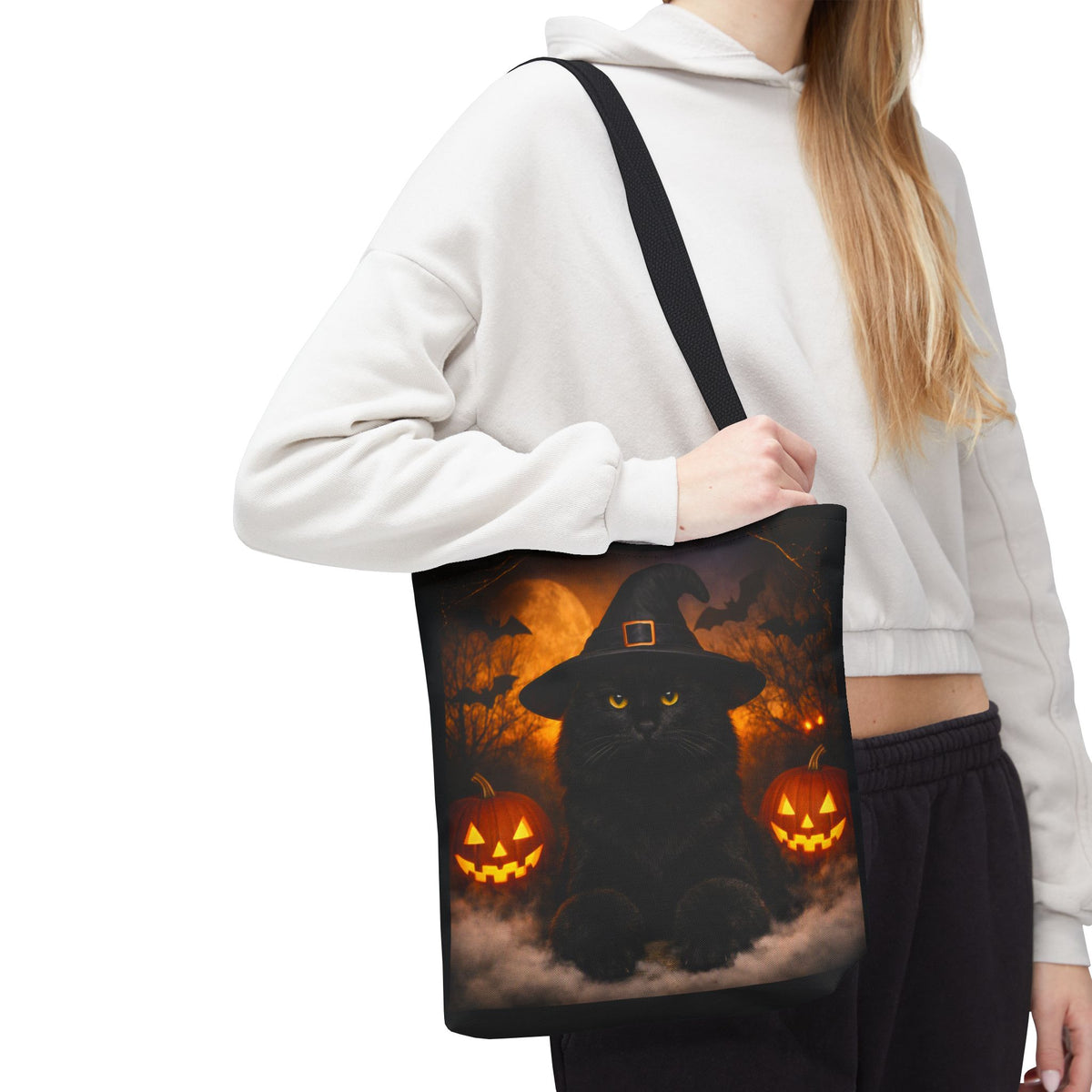 Witch Hat Pack Cat Tote Bag