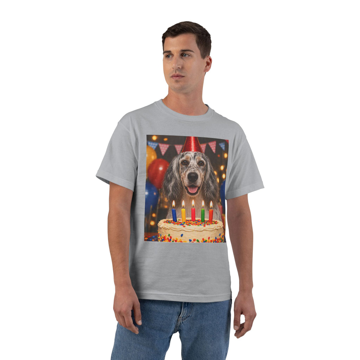 Birthday Buddy English Setter Men's Short-Sleeve Crewneck Tee